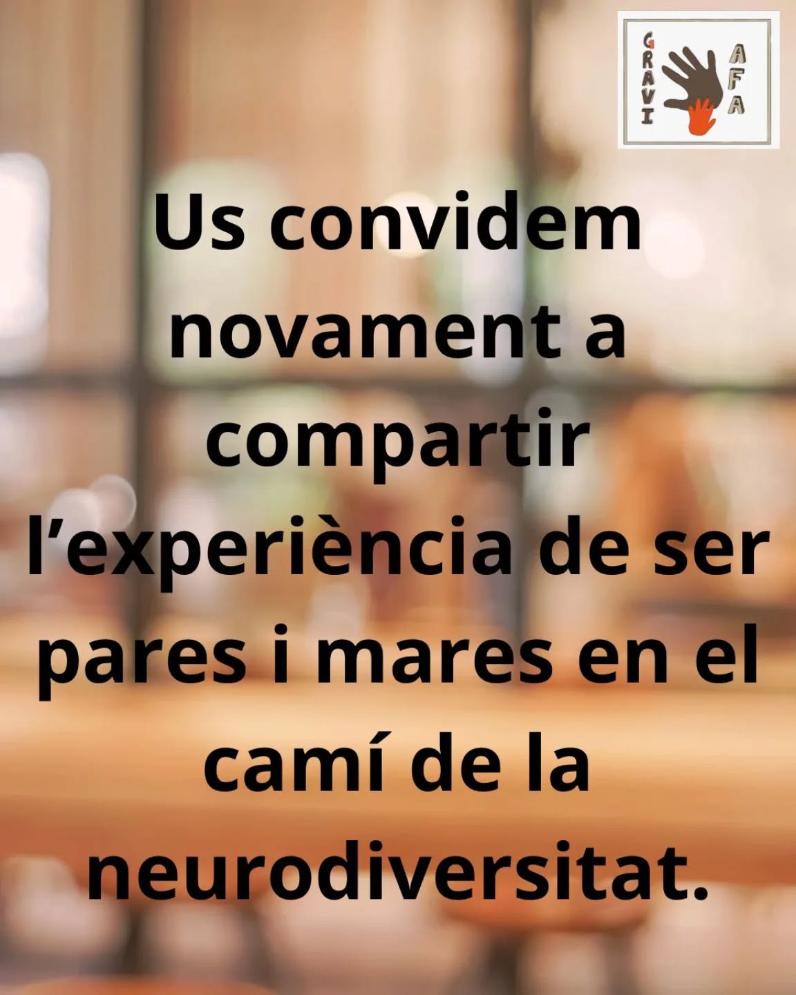 ✨ Benvolgudes famílies,
Us convidem novament a compartir l’experiència de ser pares i mares en el camí de la #neurodiversitat.
En aquesta trobada volem posar el focus en aquells temes que us preocupen i que formen part del vostre dia a dia. Crearem un espai segur on, entre tots i totes, puguem escoltar-nos, donar-nos suport i enriquir-nos amb les vivències compartides 💬🤝

📅 Divendres 20 de març
🕔 17 h
📍 Biblioteca de l’escola

Ens encantarà comptar amb la vostra presència i continuar teixint xarxa plegats.
Una abraçada 💛