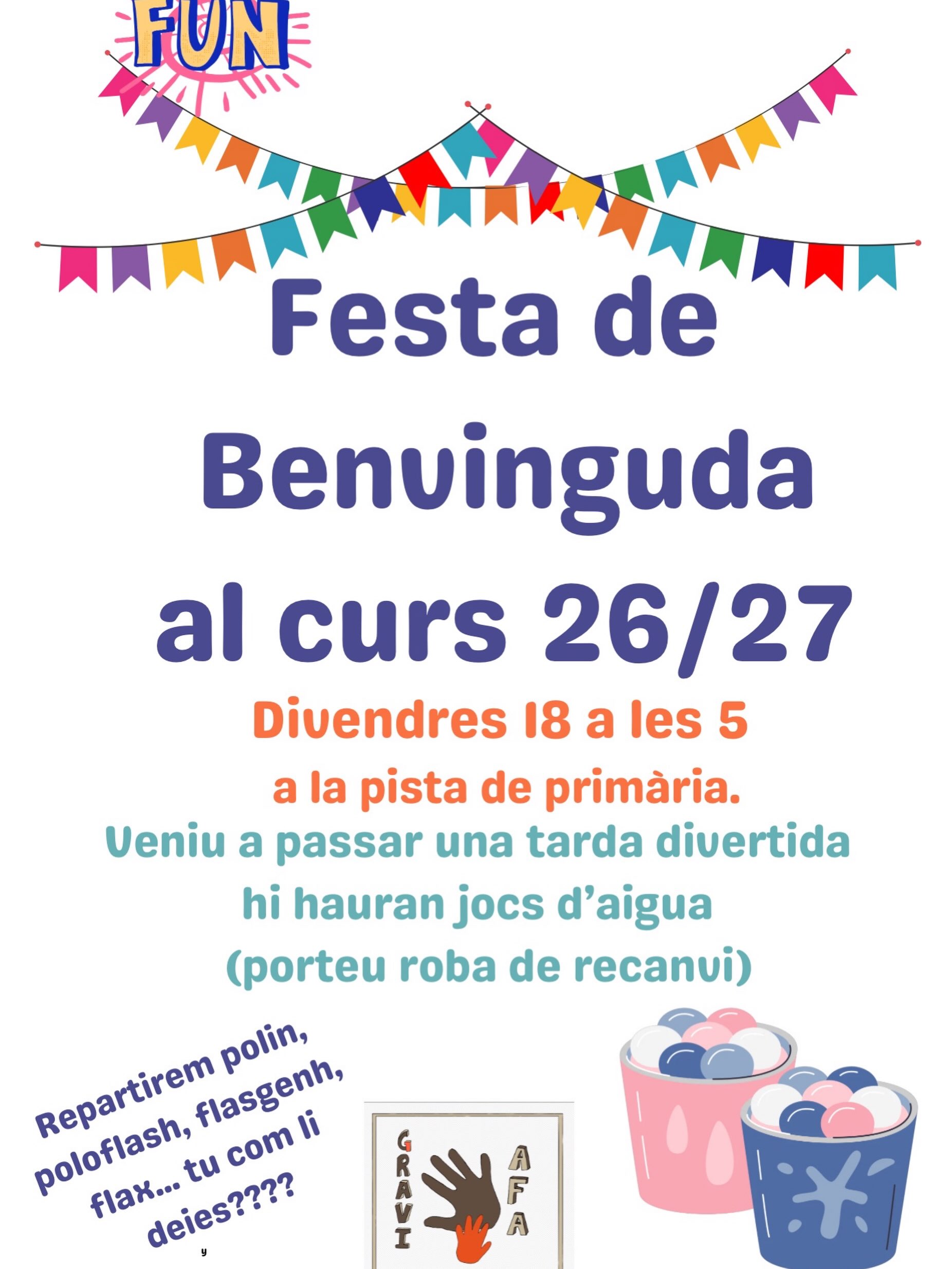 🚨💦 ATENCIÓ, FAMÍLIES! PREPAREU-VOS PERQUÈ AIXÒ S’ACABA EN GUERRA D’AIGUA! 💦🚨
Comencem el curs amb calor, rialles i… canalla xopa! 😂
L’AFA Gravi us convida a la Festa de Benvinguda! 🎉
💦 Jocs d’aigua a tope amb El Burro dels Jocs
🍭 Polos per refrescar-nos
😂 Rialles garantides
🌊 I litres d’aigua per començar el curs ben fresquets!
📅 Divendres 18 de setembre
⏰ 17 h
📍 Pista de primària
⚠️ AVÍS IMPORTANT:
La roba seca té poques possibilitats de sortir-ne viva. 😜
👉 Porteu roba de recanvi + tovallola perquè la canalla acabarà BEN XOPA! 🩱👕🧺
Veniu preparats per mullar-vos, jugar i començar el curs amb molt bon humor. 💦💙
Qui s’apunta a la remullada? 🙋‍♀️🙋‍♂️
